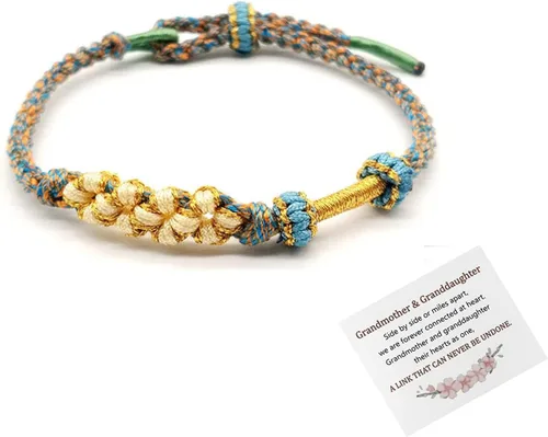 Vista 16 de Pulsera de nudo de cereza con texto en inglés «To My Granddaughter A Link That Can Never Be Undone», pulsera para nieta de la abuela, ajustable
