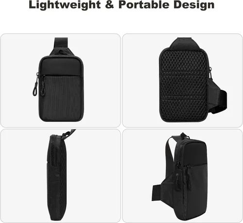 Vista 4 de XAMHUS Mini bolso bandolera para hombre Bolsa cruzada para el pecho, Riñonera casual para teléfono, resistente al agua para mujeres, corredores