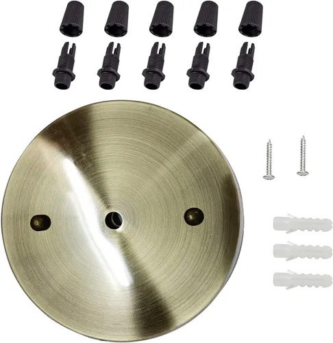 Vista 9 de Kit de luces para techo de techo, placa de techo negra de 6 pulgadas, accesorios de luz colgante + 5 conectores negros para alivio de tensión