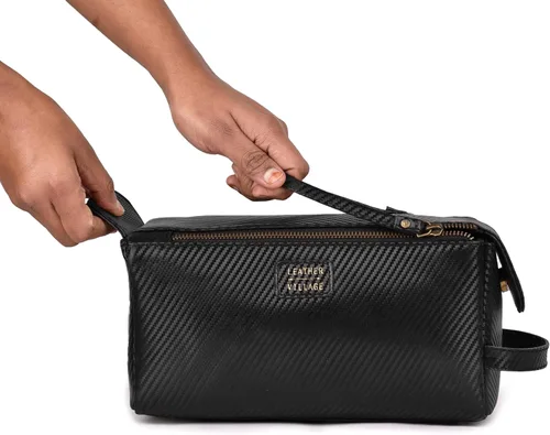 Vista 5 de LEATHER VILLAGE Kit Dopp 2, Negro carbón