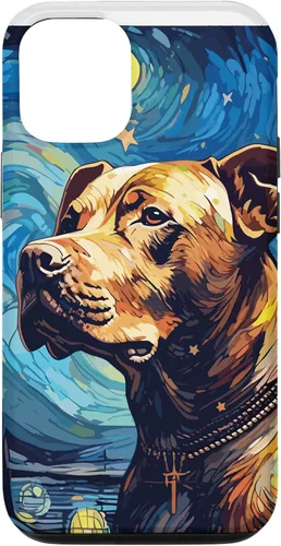 Vista 28 de Funda para iPhone 16 Pitbull Starry Night para perro, mamá, perro, papá
