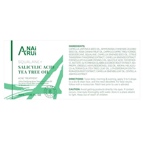 Vista 7 de ANAI RUI Aceite facial para acné, aceite de árbol de té con ácido salicílico, aceite de piel propensa al acné, alivia el acné, alivio