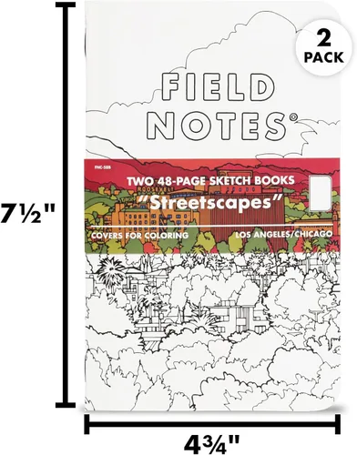 Vista 5 de Field Notes: Streetscapes Edition - Cuaderno de bocetos de 2 unidades, versión B, Los Ángeles y Chicago, libro de notas de papel en blanco con tapas