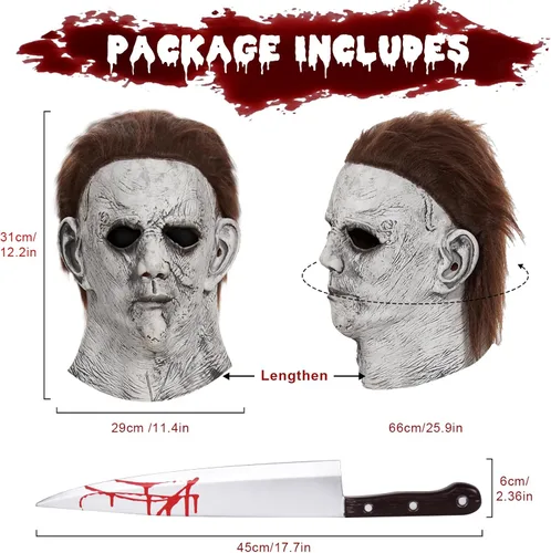 Vista 4 de Neragron Michael Myers Costume Adult Men, Halloween Michael Myers Jumpsuit for Men, Horror Halloween Michael Myers Outfits