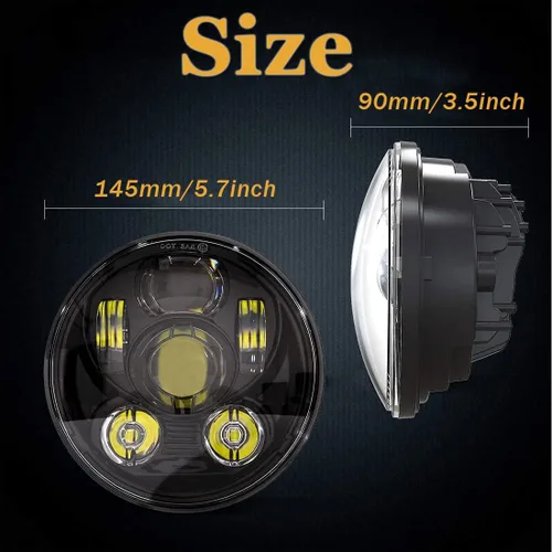 Vista 6 de SKTYANTS Faro delantero LED de 5 3/4 5.75 pulgadas para motocicleta, haz alto y bajo con cubeta de carcasa de 5.75 pulgadas compatible con FXWG