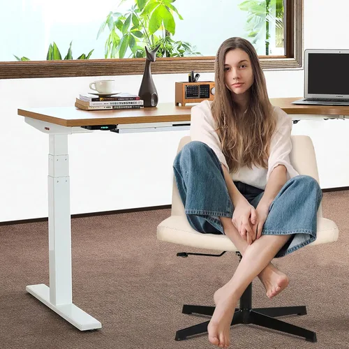 Vista 7 de Silla de oficina Criss Cross - Asiento ancho, sin brazos, altura ajustable, tela, beige