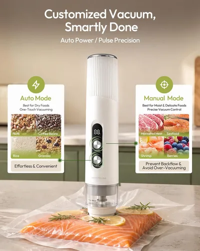 Vista 8 de Maestri House Handheld Vacuum Sealer for Food, 30 Reusable Bags & 6 Clips White