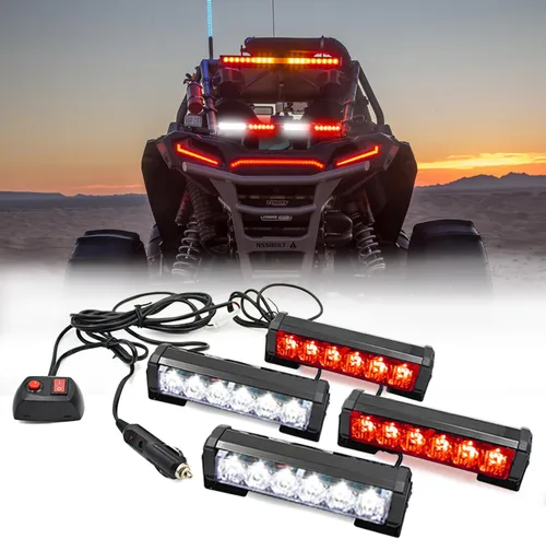 Vista 19 de 2 x 6 LED con 9 modos de advertencia para el tráfico - Luces estroboscópicas impermeables para auto, para interior, techo, salpicaderas, parabrisas