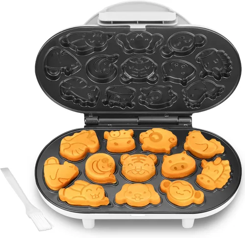 Vista 8 de SugarWhisk Animal Mini Waffle Maker for Kids, Mini Pancakes Maker Machine with 12 Different Animal Pancake Molds, Small Waffle Maker Iron, Excellent