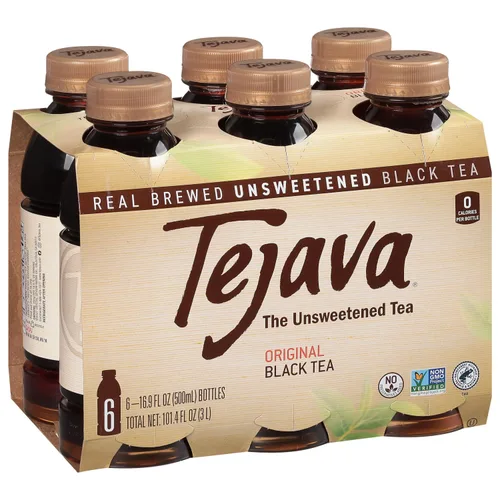 Vista 15 de Tejava Té helado negro con limón, paquete de 6, botellas de PET de 16.9oz, sin azúcar, sin OGM, kosher, sin azúcar ni edulcorantes, sin calorías