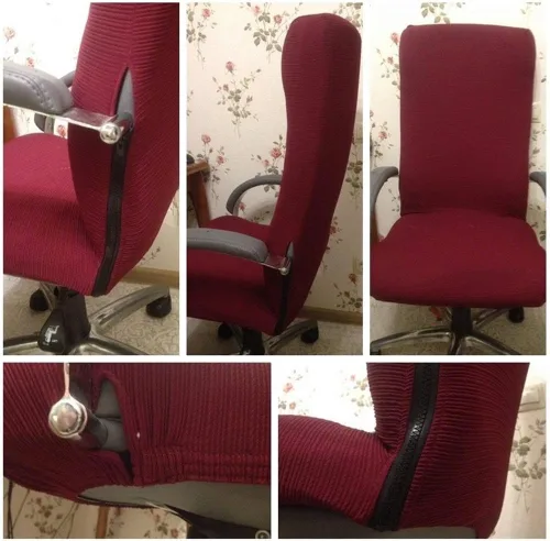 Vista 5 de Funda para silla de oficina con elástico extraíble y elástico para silla de oficina, funda de asiento elástica y elástica, funda universal