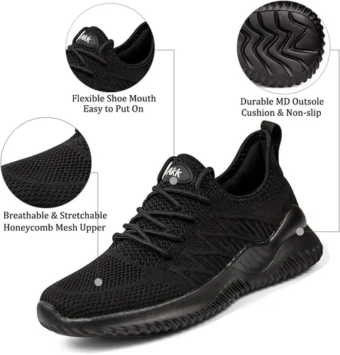Vista 2 de Akk - Zapatos deportivos sin cordones para mujer, diseño ligero de espuma viscoelástica para caminar, gimnasio, viajes, trabajo o uso informal
