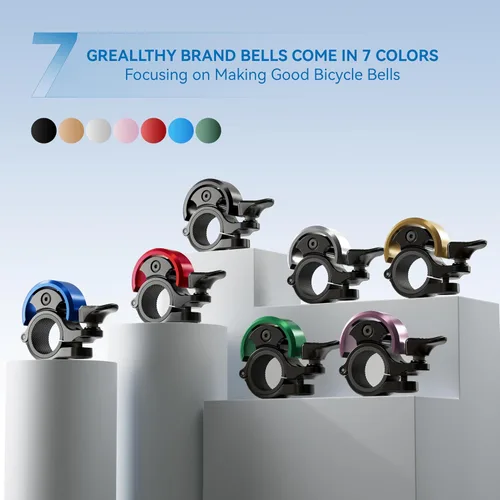 Vista 3 de Greallthy Loud Bike Bell for Adults Kids Fit 0.75-1in Handlebar Negro