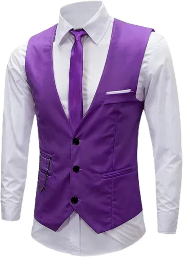 Vista 8 de Vestido formal para hombre, de negocios, ajustado, sin mangas, chaqueta de traje, chaleco chaleco Negro