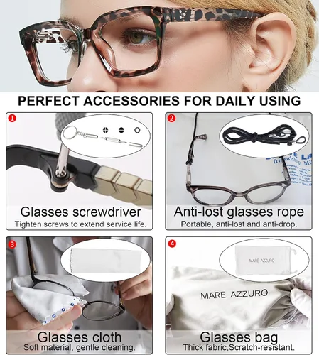 Vista 6 de MARE AZZURO Lentes de computadora para mujer, con bloqueo azul, elegantes lentes de juego para mujer, sin aumento
