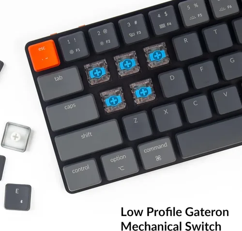 Vista 4 de Keychron K7 teclado mecánico inalámbrico ultra delgado de 68 teclas Bluetoothcable con interruptor azul mecánico Gateron de perfil bajo