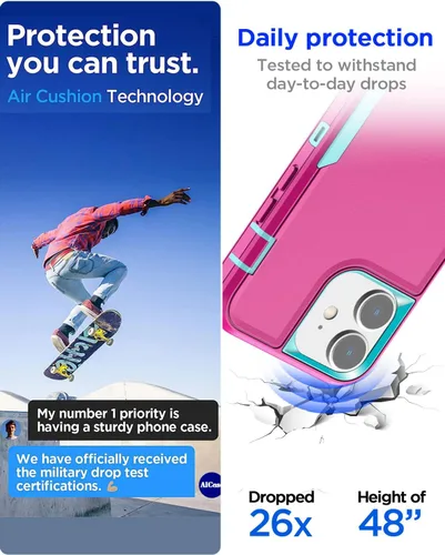 Vista 4 de AICase Funda magnética para iPhone 11, soporte magnético para automóvil, resistente de 2 capas, resistente a los bolsillos, protección de grado