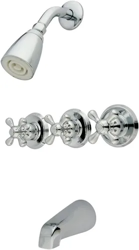 Vista 7 de Kingston Brass KB233AXAB Grifo victoriano de triple mango para bañera y ducha en latón antiguo