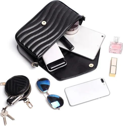 Vista 4 de Bolsos cruzados acolchados pequeños para mujer, elegantes bolsos de diseñador y bolsos con monedero, incluyendo bolsa de 2 tamaños, S
