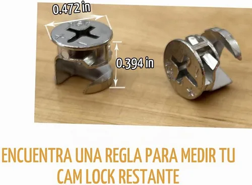 Vista 2 de Reemplazo de cerradura de leva de 12 x 0.394 pulgadas, accesorios de conector de leva, piezas de hardware de tuerca de bloqueo de leva para armario