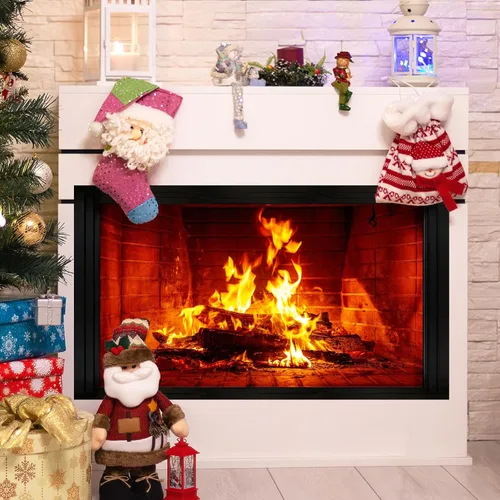 Vista 2 de Calcomanías de Pared de Chimenea Calcomanías de Pared 3D de Navidad Decoración Calcomanías de Fuego Ardiente para Paredes Calcomanías de Navidad
