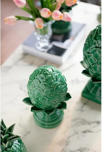 Vista 3 de A&B Home - Estatua de alcachofa verde, estatua decorativa de cerámica, decoración del hogar de mesa, sala de estar, dormitorio, mesa de café