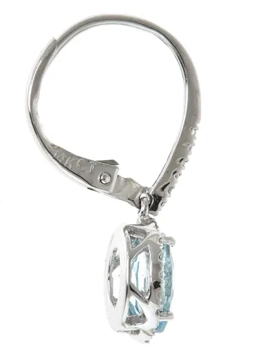 Vista 3 de Gin & Grace - Pendientes de oro blanco de 14 k con diamantes de aguamarina auténticos (SI1) para mujer