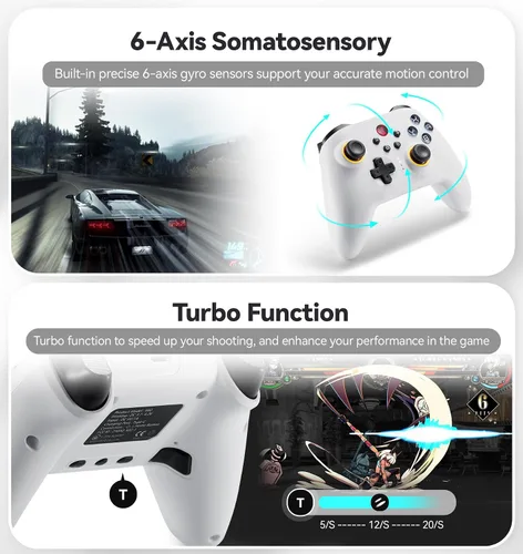 Vista 6 de BINBOKPLAY Wireless Switch Pro ControllerSwitch Controller for SwitchSwitch OLEDSwitch Lite, 8 Colors RGB Switch Gamepad Remote with ALPS Joystick