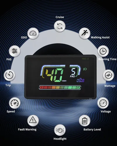 Vista 4 de Pantalla Ebike, protocolo UART Nº 2, conexión inalámbrica de aplicación para computadora de ciclismo LCD colorida, con puerto de carga USB, pantalla