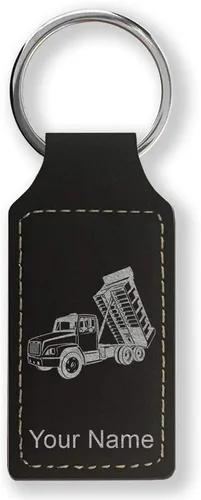 Vista 25 de LaserGram Llavero rectangular, camión volquete, grabado personalizado incluido