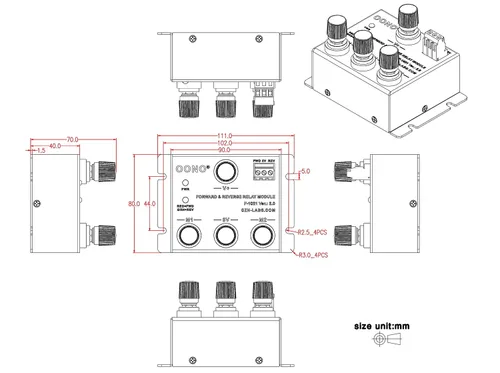 Vista 3 de Módulo de relé delantero y reverso de 12V 50Amp para motor/actuador lineal, módulo de retransmisión de marcha atrás