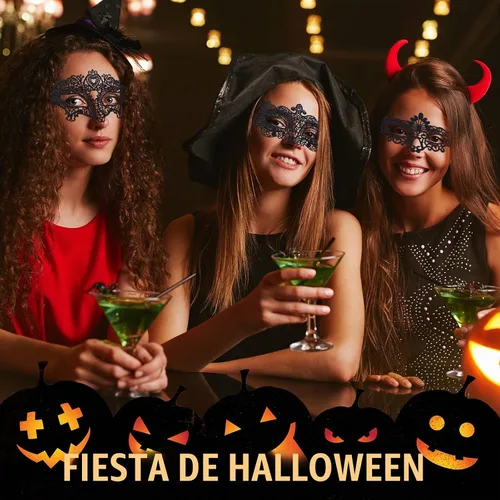 Vista 6 de Chivao - 50 máscaras de encaje para mujer, fiesta de Halloween, color negro