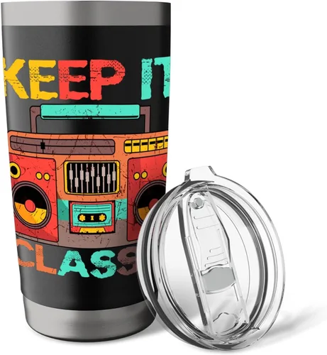 Vista 5 de Keep It Classic Radio 80s 90s Retro Vintage Cassette Player Vaso aislado de acero inoxidable
