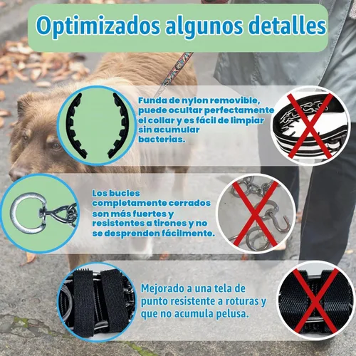 Vista 2 de Collar de entrenamiento de puntas para perros, soldadura de anillo giratorio, collar ajustable de entrenamiento para perros con hebilla de Negro