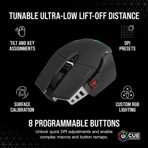 Vista 7 de Corsair M65 RGB Ultra inalámbrico, FPS sintonizable Ratón inalámbrico