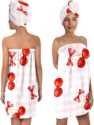 Vista 16 de Juego de toallas de baño y toallas para el cabello para mujer, suave y absorbente de microfibra de secado rápido, con cierre elástico, toalla de spa
