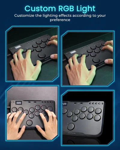 Vista 5 de JZW-Shop Haute42 Arcade Stick P12, All-Button Arcade Controller for Switch, PC, PS4, PS3, Steam Deck, Arcade Fight Stick with Turbo & Custom RGB