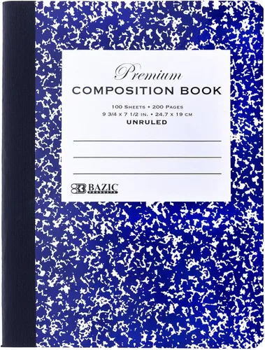 Vista 9 de BAZIC PRODUCTS Libro de composición sin rayas, 100 hojas, 9.75 x 7.5 pulgadas 100 unruled sheets (200 pages); sewn binding; 9.75 x 7.5 in Mármol