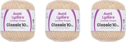 Vista 28 de Aunt Lydia Classic Crochet - Paquete de 3 unidades de 350y/1,049.9 ft - Blanco Antiguo