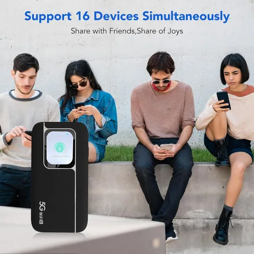 Vista 4 de 5G Mobile Wi Fi Hotspots, router de viaje portátil soporta 16 usuarios al mismo tiempo, batería grande de 7100 mAh, dispositivo de bolsillo Wi Fi