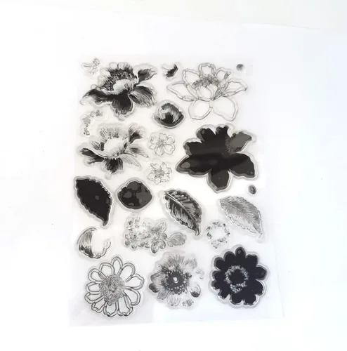Vista 3 de Juego de sellos y troqueles de flores para hacer tarjetas, sellos transparentes y troqueles de corte de metal para álbumes de recortes, suministros