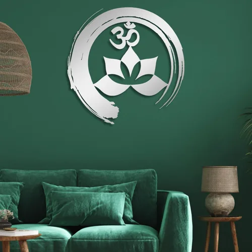 Vista 6 de Arte de pared de metal, arte de pared Om, decoración de pared de flor de loto, decoración de pared Om, decoración de pared de arte zen, arte