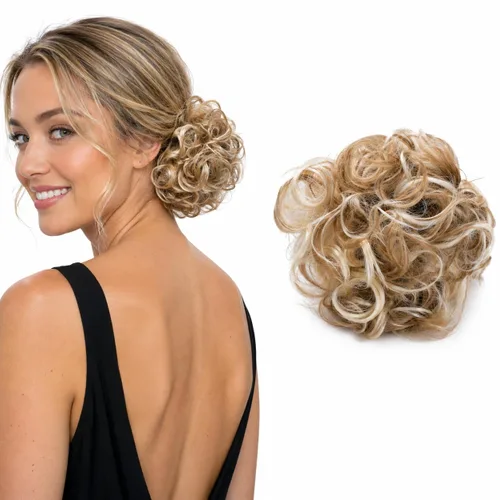 Vista 18 de CAISHA Moño Hairpiece Cola de caballo Topknot Hepburn-Bun Scrunchie Updo Ash Brown Light Blonde Mix HK124 mezcla rubio claro marrón ceniza #18TH613A