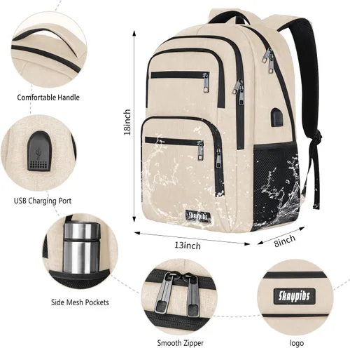 Vista 4 de Skaypibs Mochilas escolares para mujeres, mochilas escolares para niñas, niños y adolescentes, mochilas para laptop de 15.6 pulgadas con puerto