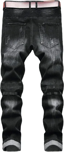 Vista 3 de AITITIA Jeans de corte recto lavado con cremallera para hombre