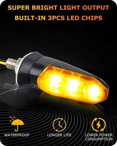 Vista 3 de 4 piezas de señales de giro universales para motocicleta, luces LED de señal de giro delanteras y traseras, intermitentes secuenciales ámbar