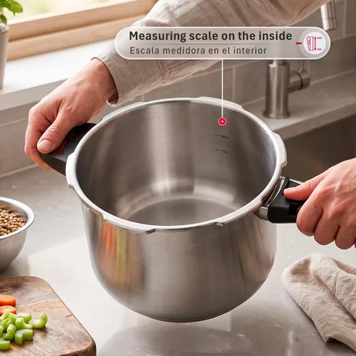 Vista 8 de Magefesa Favorit - Olla a presión de acero inoxidable de 6.3 cuartos de galón, compatible con inducción, funciona en todas las estufas Plateado