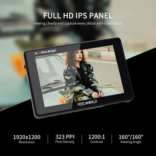 Vista 3 de FEELWORLD LUT7 7 Pulgadas 2200nits Campo DSLR Monitor Ultra Brillante Pantalla Táctil 4K HDMI Soporte 3D LUT, Forma de Onda Ayuda Creadores Al Aire