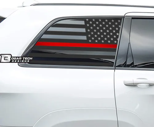 Vista 8 de Bogar Tech Designs - Calcomanías precortadas para ventana trasera de cuarto lateral de la bandera estadounidense compatibles con Jeep Grand Cherokee