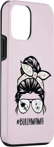 Vista 3 de iPhone 12 mini English Bull Terrier mamá desordenado moño pelo gafas Bully mama caso